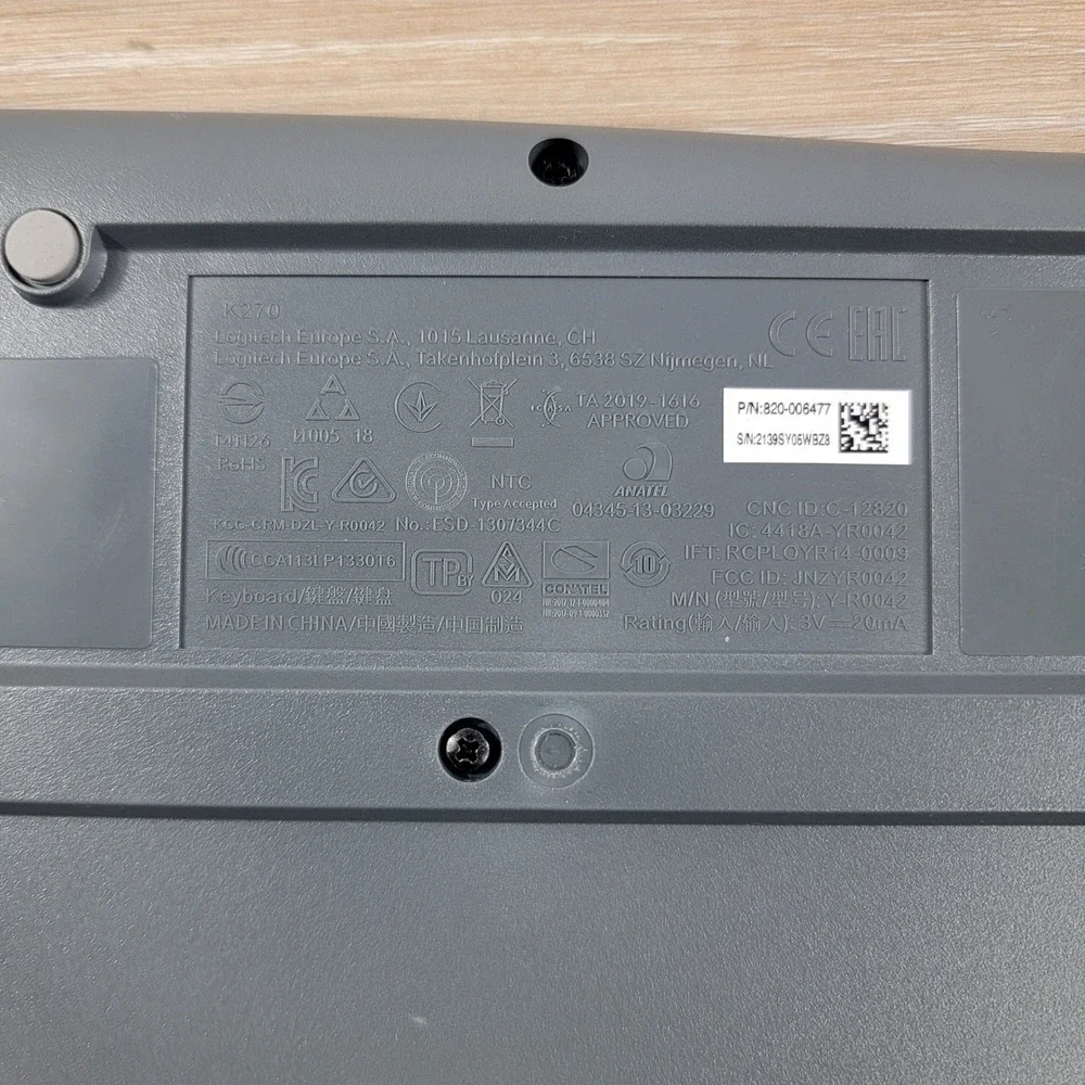 Logitech K270 Wireless Keyboard Black Full Size Numbers Pad